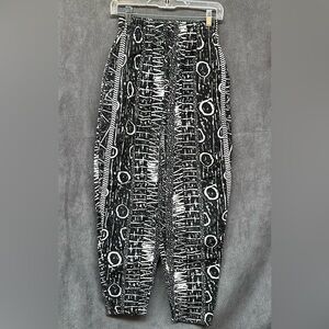 Vintage 1980s snake print tribal pants black & white cotton sz small
